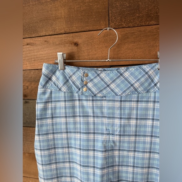 Vintage 90s Y2K Blue Plaid Mini Skort Snap Side Stretch - Picture 4 of 11